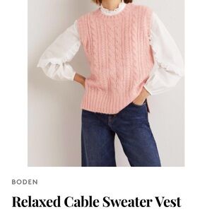 Boden Soft Pink Cable Knit Sweater Vest